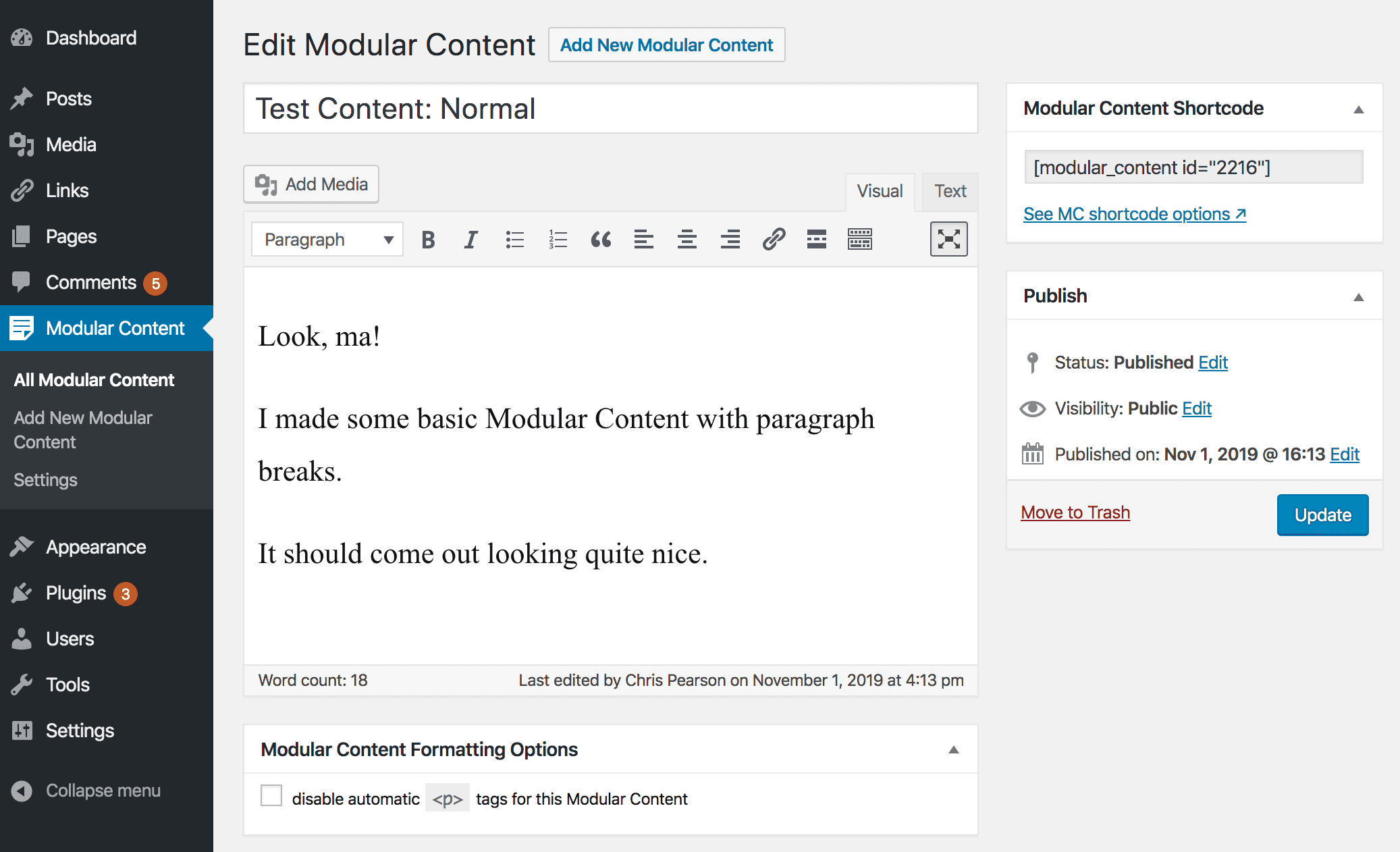 Modular Content editor